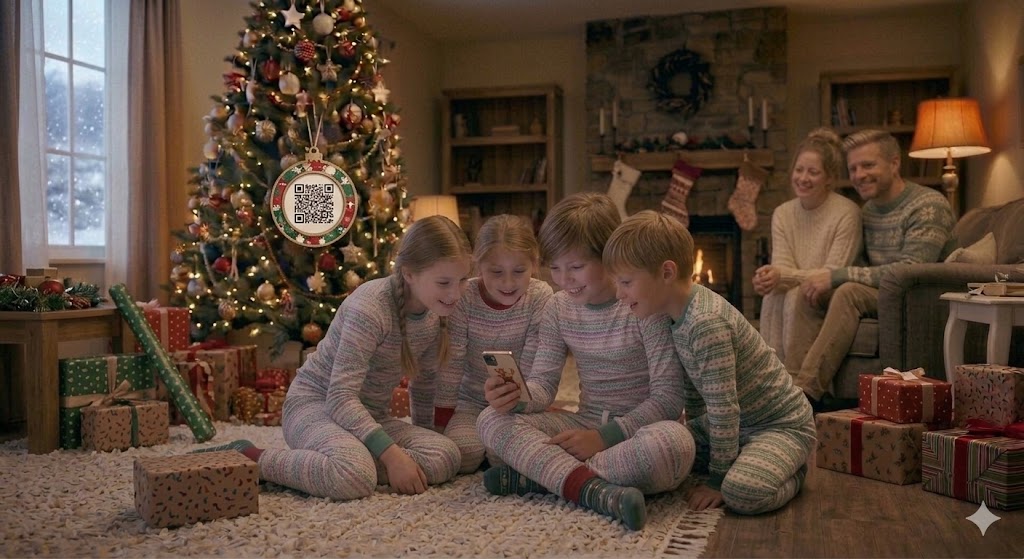 Kids solving Christmas clue together