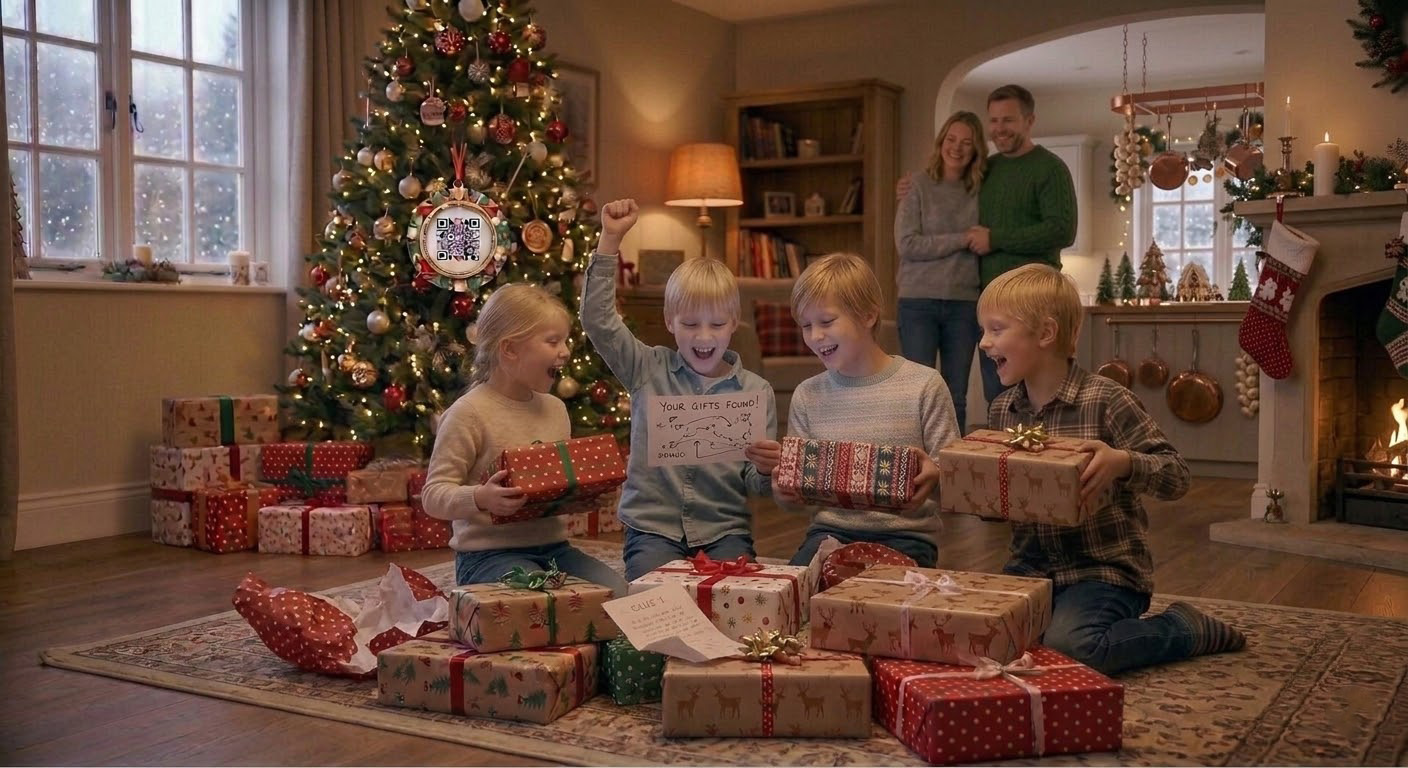 Kids celebrating final Christmas reveal